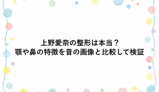 上野愛奈の整形は本当？顎や鼻の特徴を昔の画像と比較して検証